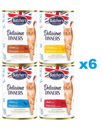 BUTCHERS Deliciuos dinners Mix smaków w galaretce 24x400 g