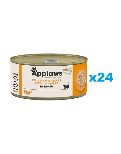 APPLAWS Cat Adult Chicken Breast with Cheese in Broth Hähnchenbrust mit Käse in Brühe 24x70 g