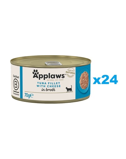 APPLAWS Cat Adult Tuna with Cheese in Broth Thunfisch mit Käse in Brühe 24x70 g