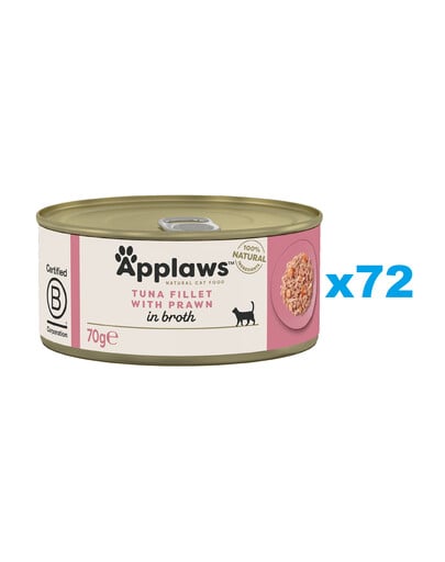 APPLAWS Cat Adult Tuna with Prawn in Broth Thunfisch und Garnelen in Brühe 72x 70g