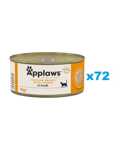 APPLAWS Cat Adult Chicken Breast with Cheese in Broth Hähnchenbrust mit Käse in Brühe 72x 156 g