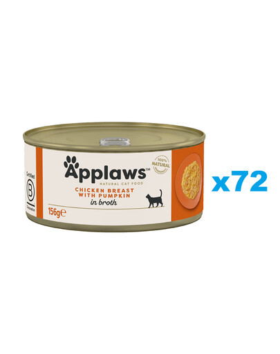 APPLAWS Cat Adult Chicken Breast with Pumpkin in Broth Hähnchenbrust und Kürbis in Brühe 72x156 g