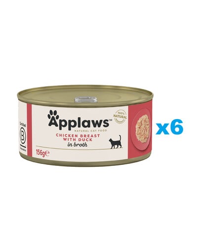 APPLAWS Cat Adult Chicken Breast with Duck in Broth Hähnchenbrust mit Ente in Brühe 6x156g