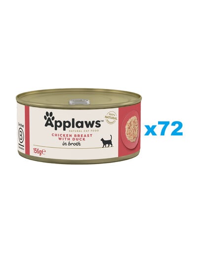 APPLAWS Cat Adult Chicken Breast with Duck in Broth Hähnchenbrust mit Ente in Brühe 72x156g