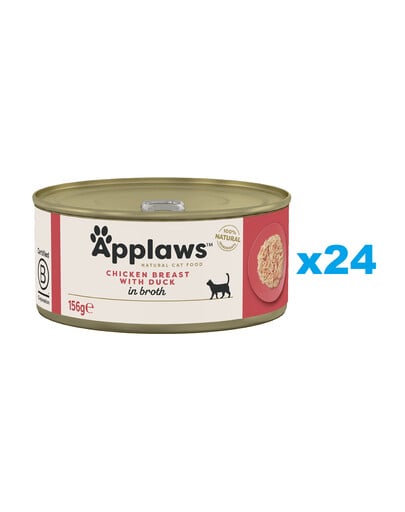 APPLAWS Cat Adult Chicken Breast with Duck in Broth Hähnchenbrust mit Ente in Brühe 24x156g