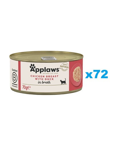 APPLAWS Cat Adult Chicken Breast with Duck in Broth Hähnchenbrust mit Ente in Brühe 72x70g