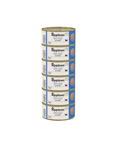 APPLAWS Cat Adult Tuna with Crab in Broth Thunfisch und Krabben in Brühe 6x70 g