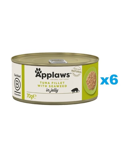 APPLAWS Cat Adult Tuna with Seaweed in Jelly Thunfisch mit Algen in Gelee 6x70 g