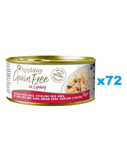 APPLAWS Cat Adult Grain Free Hähnchen mit Ente in Soße 72x 70 g