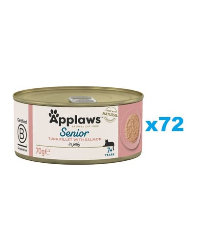 APPLAWS Cat Senior Thunfisch mit Lachs in Gelee für Senioren 72x 70g