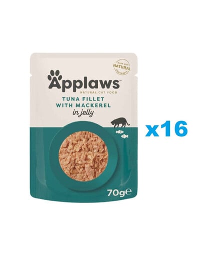 APPLAWS Cat Adult Pouch Thunfischfilet mit Makrele in Gelee 16x 70 g