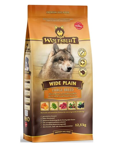 WOLFSBLUT Wide Plain Large Breed Adult sucha karma dla psów alergików dużych ras z koniną i słodkimi ziemniakami 12,5 kg