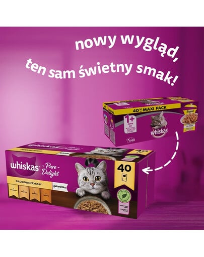 WHISKAS Adult 40x85g Poultry Flavours - Katzenfutter in Gelee (Huhn, Ente, Geflügel, Pute)