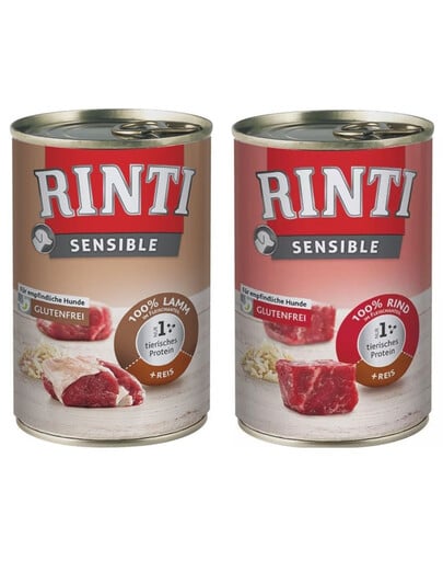 RINTI Sensible Wołowina z ryżem 6x400 g + Jagnięcina z ryżem 6x400 g