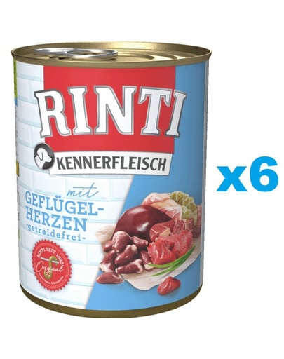 RINTI Kennerfleisch Poultry hearts serca drobiowe 6x400 g