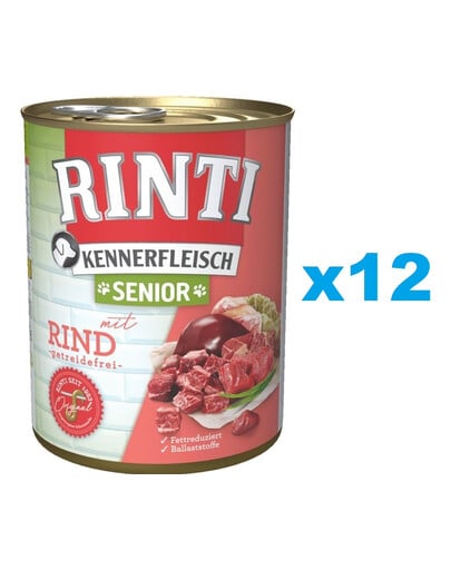 RINTI Kennerfleish Senior Beef 12x400 g z wołowiną dla starszych psów