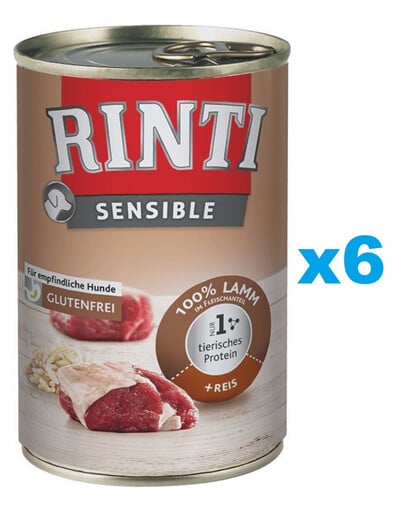 RINTI Sensible Jagnięcina z ryżem 6x400 g