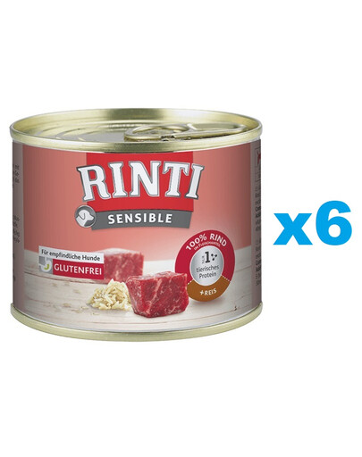 RINTI Sensible Wołowina z ryżem 6x185 g