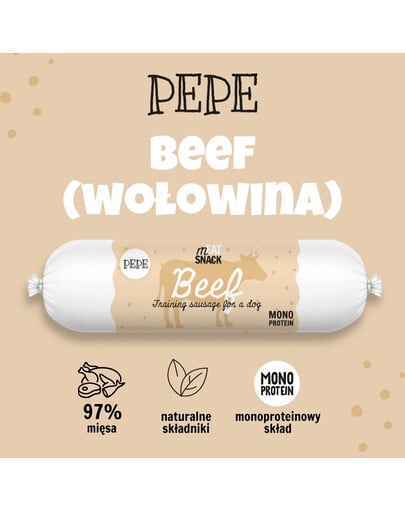 PEPE Meat Snack Kiełbaska z wołowiny dla psa 200g