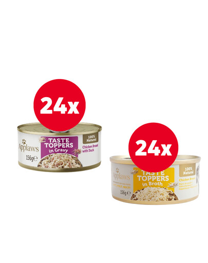 APPLAWS Geschmackstopper Hähnchenbrust und Ente 24 x 156 g + Hähnchenbrust in Brühe 24 x 156 g GRATIS