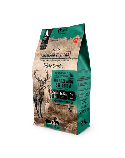 WIEJSKA ZAGRODA Schweinefleisch mit Hirsch adulte Hunde kleine Rassen Hypoallergen 2 kg