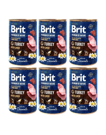 BRIT Premium by Nature Junior Turkey and liver 6x400 g indyk i wątroba naturalna karma dla szczeniąt