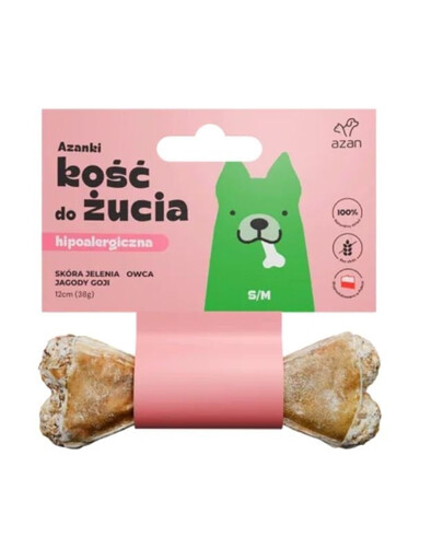 Kość ze skóry jelenia dla psa S/M 12cm