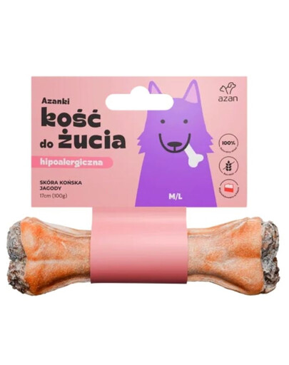 Kość ze skóry końskiej dla psa M/L 17cm
