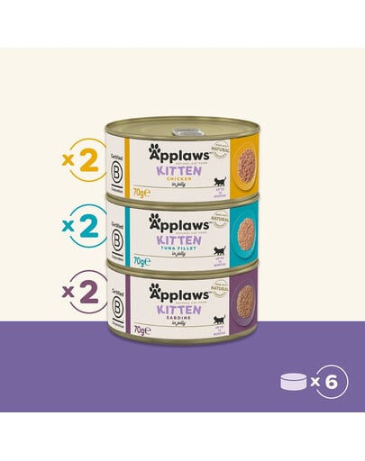 APPLAWS Applaws Cat Tin Multipack 6 x 70 g Kitten Selection karma mokra dla kociąt mix smaków z rybą i kurczakiem