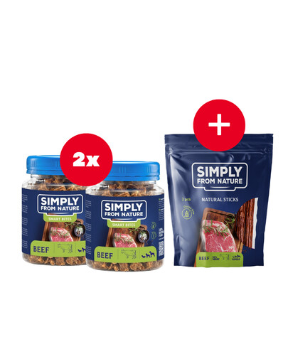 SIMPLY FROM NATURE Smart Bites Trainingssnacks mit Rindfleisch für Hunde 2 x 130 g + Snack GRATIS