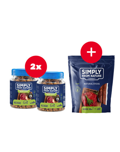 SIMPLY FROM NATURE Smart Bites Trainingssnacks mit Wildschwein für Hunde 2 x 130 g + Snack GRATIS