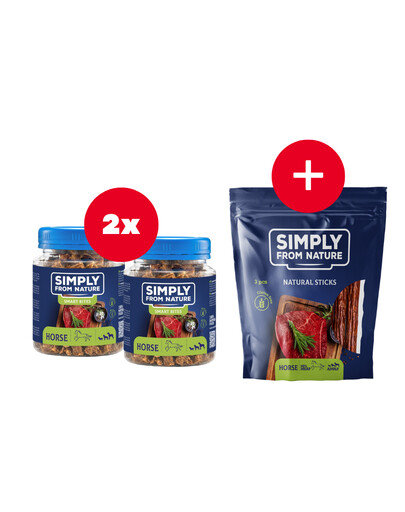 SIMPLY FROM NATURE Smart Bites Trainingssnacks mit Pferdefleisch für Hunde 2 x 130 g + Snack GRATIS