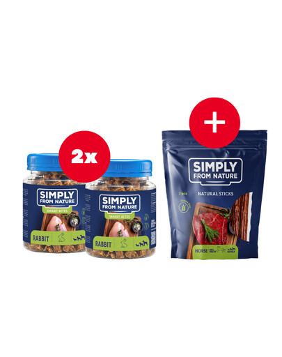 SIMPLY FROM NATURE Smart Bites Trainingssnacks mit Kaninchen für Hunde 2 x 130 g + Snack GRATIS