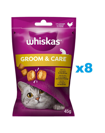 WHISKAS Zdrowy Blask 8x45 g przysmak z kurczakiem dla kota