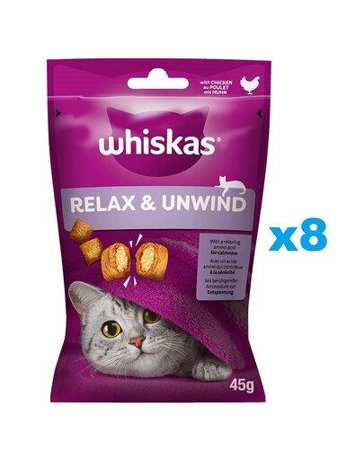 WHISKAS Relaks i Odprężenie 8 x 45 g przysmak z kurczakiem dla kota