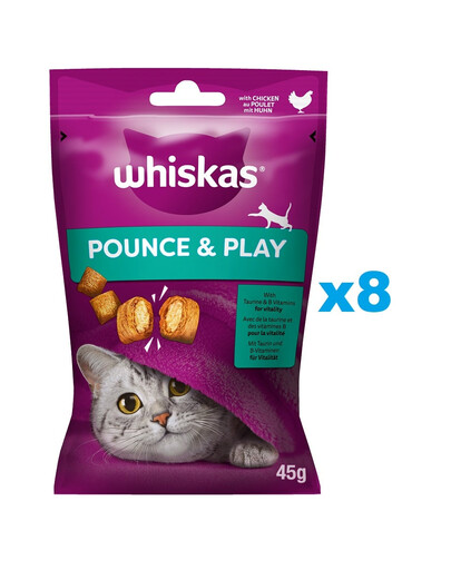 WHISKAS Energia i Witalność 8x45 g przysmak z kurczakiem dla kota