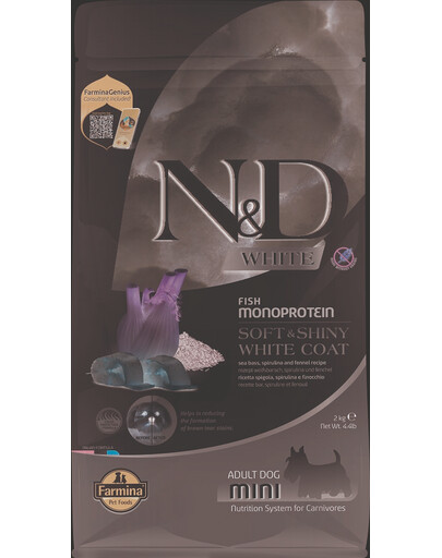 N&D White Dog Adult Mini Sea Bass, Spirulina & Fennel 2 kg