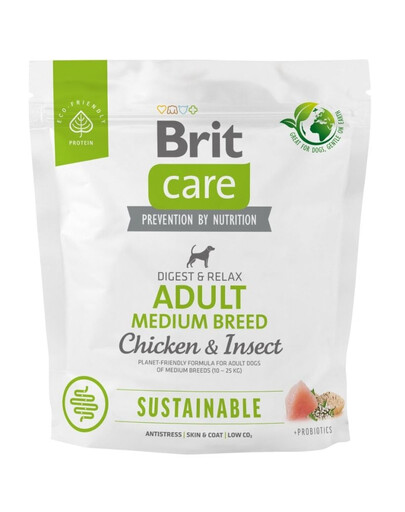 CARE Sustainable Adult Medium breed chicken insekt dla dorosłych psów średnich ras z kurczakiem i insektami 1 kg