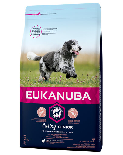 Caring Senior Medium Breed bogata w świeżego kurczaka 3kg