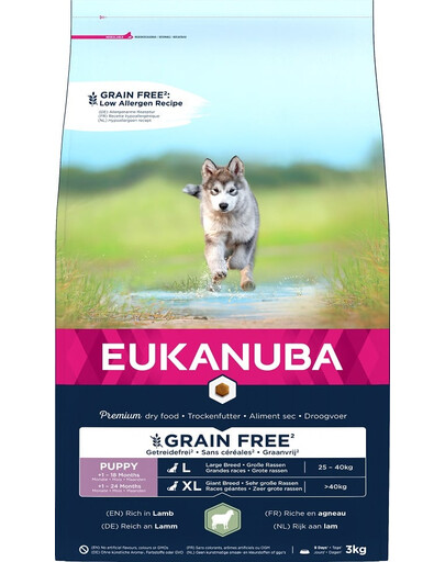 Grain Free L Puppy Jagnięcina 3 kg dla szczeniąt dużych ras