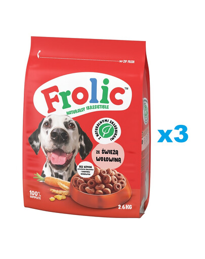 FROLIC Naturally Irresistible 3x2,6 kg półwilgotna karma dla psów ze świeżą wołowiną