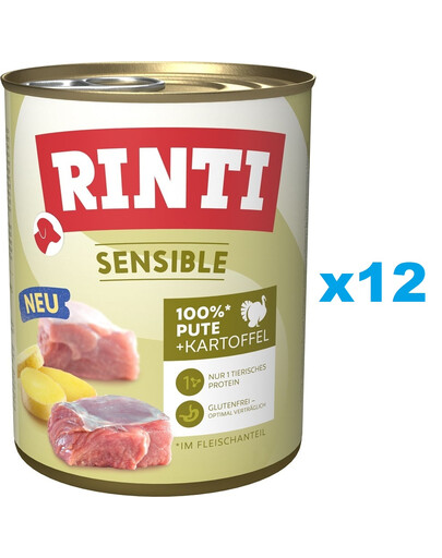 RINTI Sensible Indyk z ziemniakami 12x800g