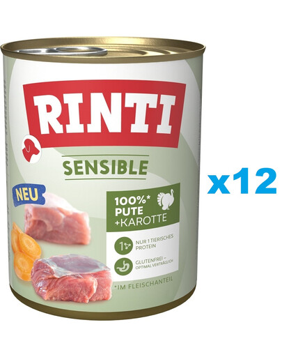 RINTI Sensible Indyk z marchewką 12x800 g