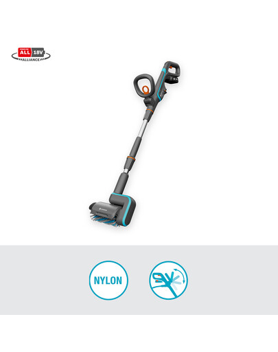 GARDENA Akumulatorowa szczotka do tarasów AquaBrush Patio 03/18V P4A z akumulatorem