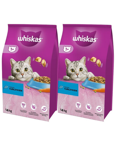 WHISKAS Adult 2x14kg - sucha karma dla kotów z tuńczykiem i warzywami