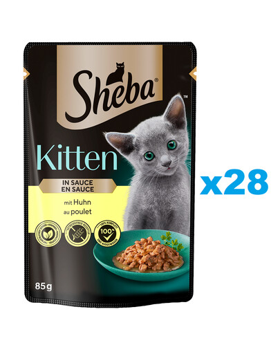 SHEBA Kitten saszetka 28x85 g mokra karma pełnoporcjowa dla kociąt kawałki z kurczakiem w sosie
