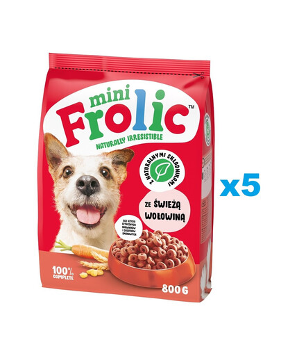 FROLIC Mini Naturally Irresistible 5x800 g półwilgotna karma dla psów małych ras ze świeżą wołowiną