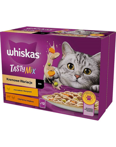 Tasty Mix Kremowe Wariacje z kurczakiem, jagnięciną i indykiem w sosie 12x85g