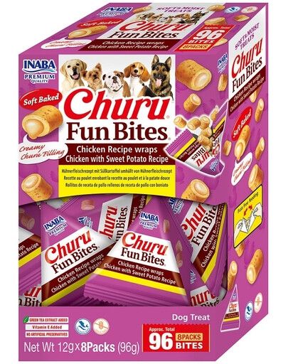 Dog Churu Fun Bites Chicken with Sweet Potato 8x12g wrapy z kurczakiem i słodkimi ziemniakami dla psa