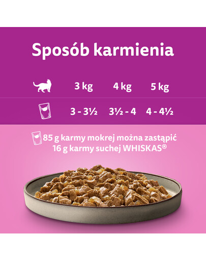 WHISKAS Pure Delight Drobiowe frykasy z kurczakiem, indykiem, drobiem, kaczką w galaretce 12x85g